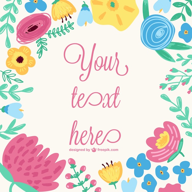 Plantilla de marco de flores vectorial