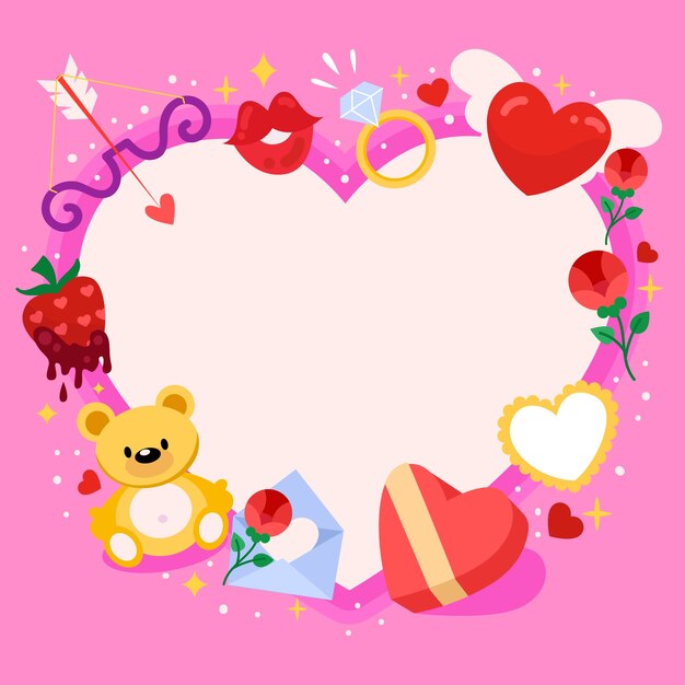Plantilla de marco de foto de amor dibujada a mano