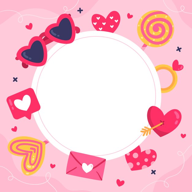 Plantilla de marco de foto de amor dibujada a mano