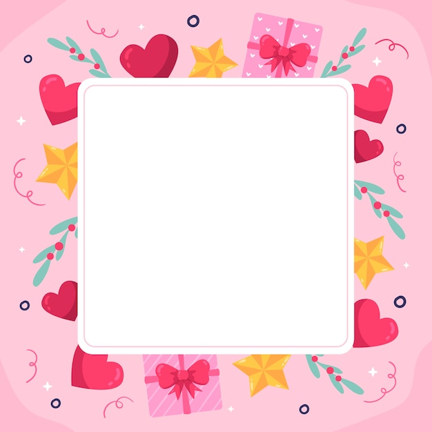 Plantilla de marco de foto de amor dibujada a mano