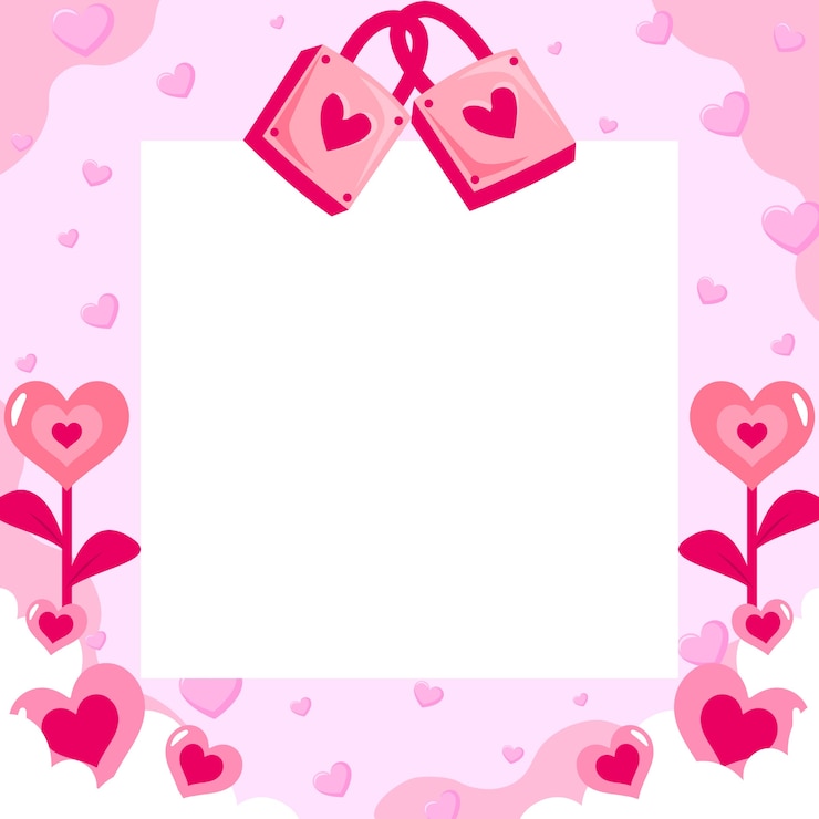 Vector gratuito plantilla de marco de foto de amor de diseño plano