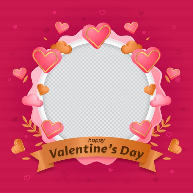 Plantilla de marco de fotos de día de san valentín degradado