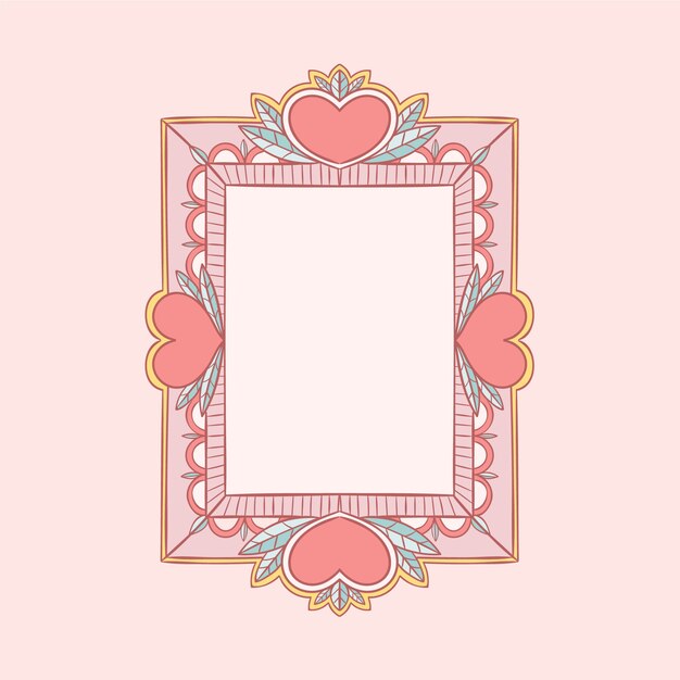 Plantilla de marco de fotos de san valentín dibujado a mano