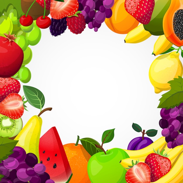 Vector gratuito plantilla de marco de frutas