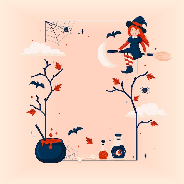 Vector gratuito plantilla de marco de halloween dibujado a mano