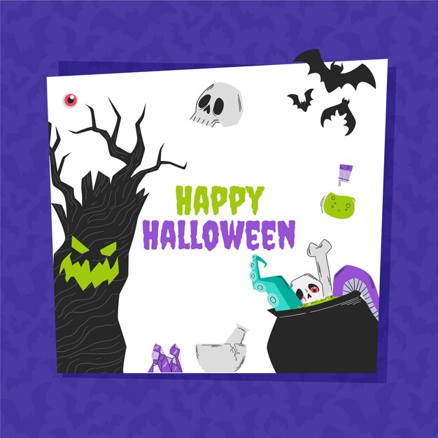 Vector gratuito plantilla de marco de halloween dibujado a mano