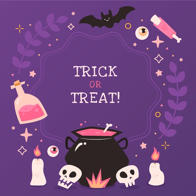 Plantilla de marco de halloween plano dibujado a mano