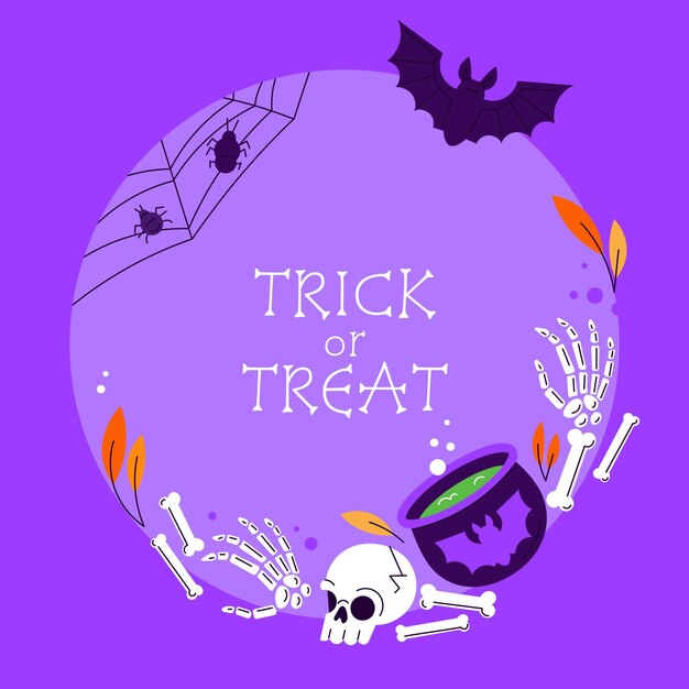 Plantilla de marco de halloween plano dibujado a mano