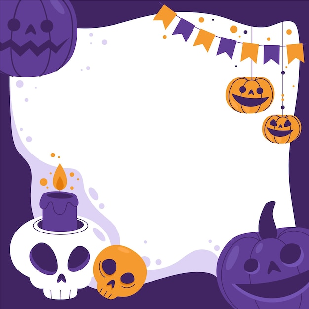 Vector gratuito plantilla de marco de halloween plano dibujado a mano