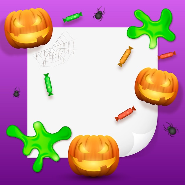 Vector gratuito plantilla de marco de halloween realista