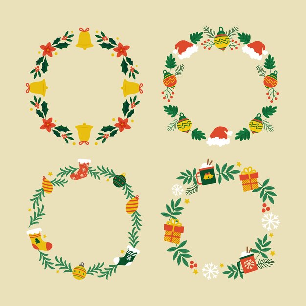 Plantilla de marco plano para la celebración de la temporada navideña.