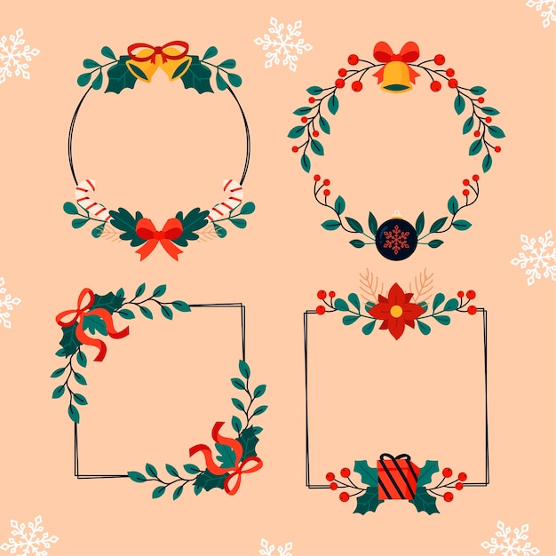 Plantilla de marco plano para la celebración de la temporada navideña.