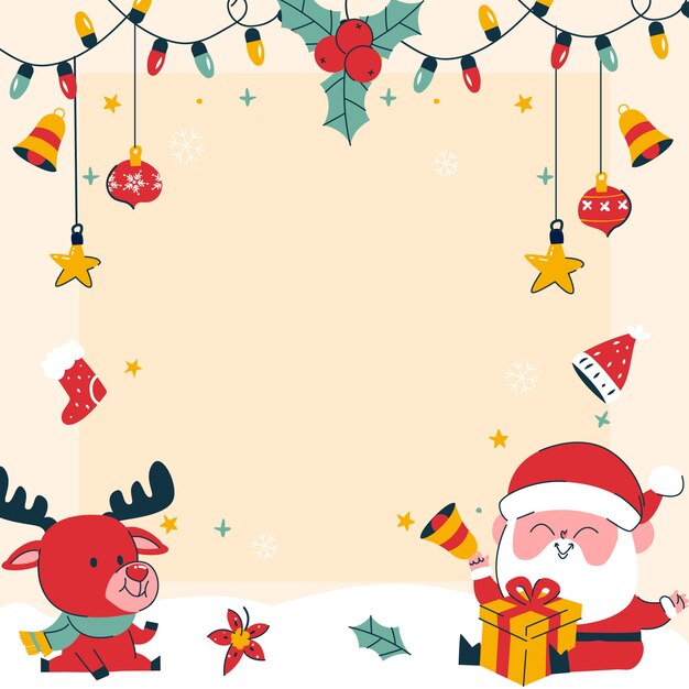 Plantilla de marco plano para la celebración de la temporada navideña.
