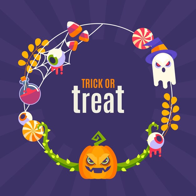Plantilla de marco plano de halloween
