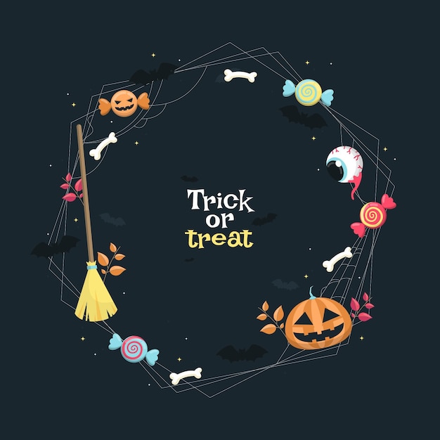 Vector gratuito plantilla de marco plano de halloween