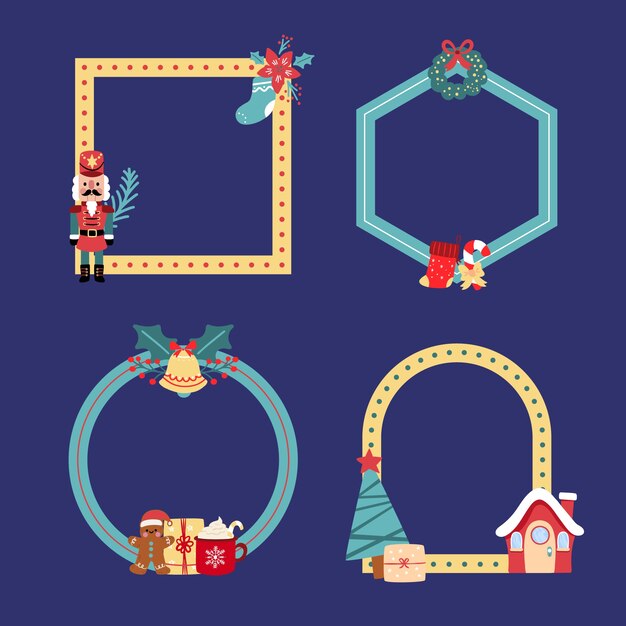 Plantilla de marco plano de navidad