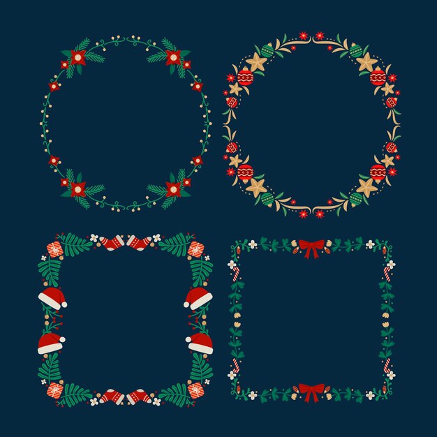 Plantilla de marco plano de navidad
