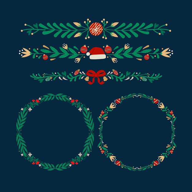 Plantilla de marco plano de navidad