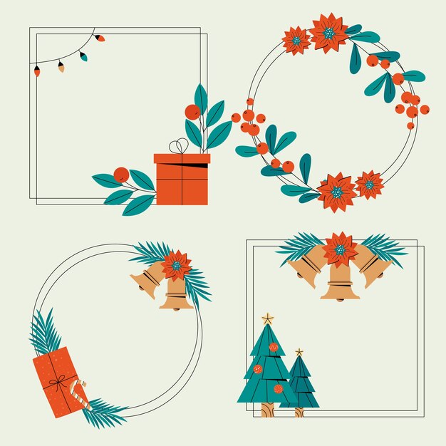 Plantilla de marco plano de navidad