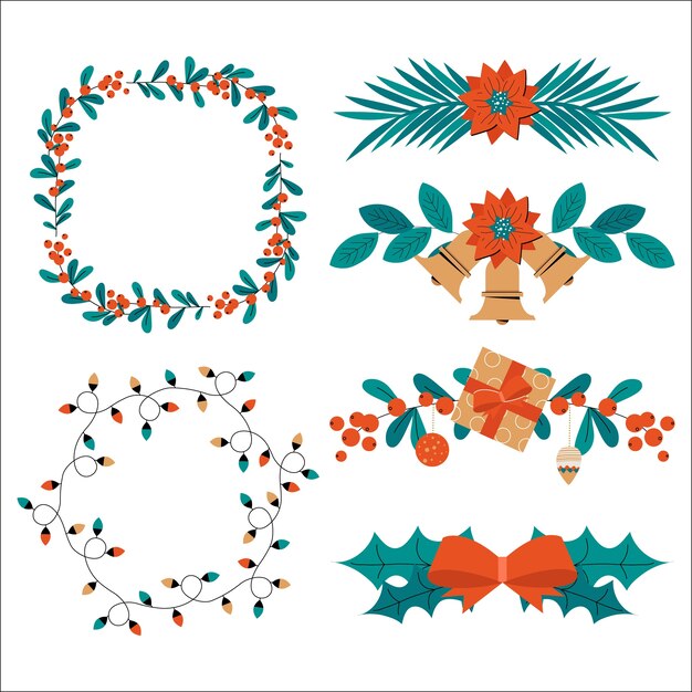 Plantilla de marco plano de navidad