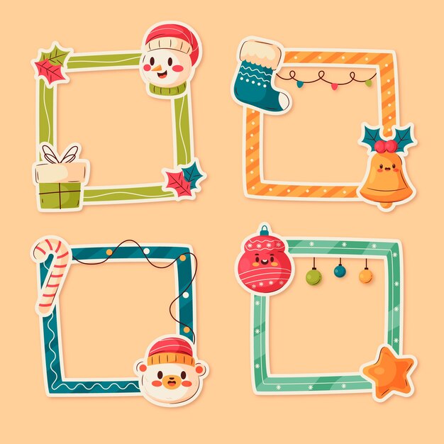 Plantilla de marco plano de navidad