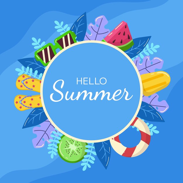 Plantilla de marco plano para la temporada de verano