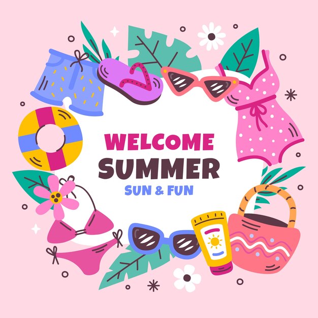 Plantilla de marco plano para la temporada de verano