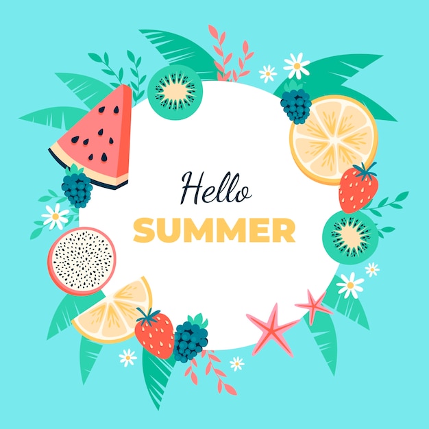 Plantilla de marco plano para la temporada de verano