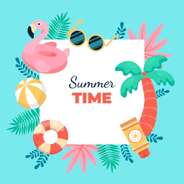 Plantilla de marco plano para la temporada de verano