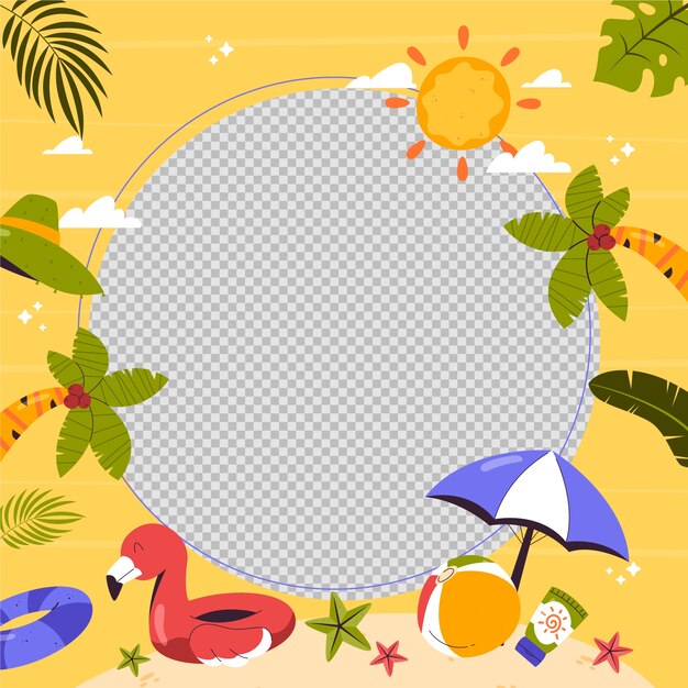 Plantilla de marco plano para la temporada de verano