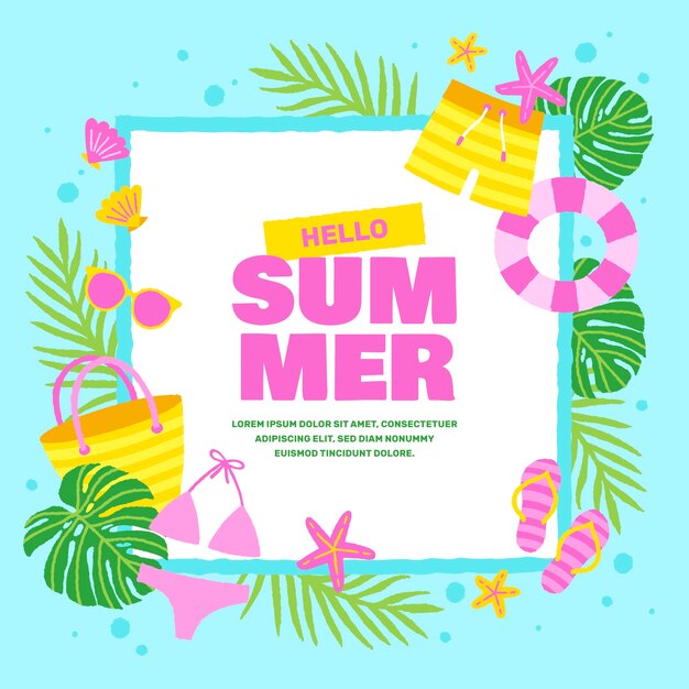 Plantilla de marco plano para la temporada de verano