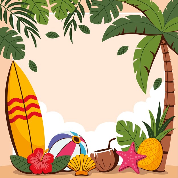 Plantilla de marco plano para el verano