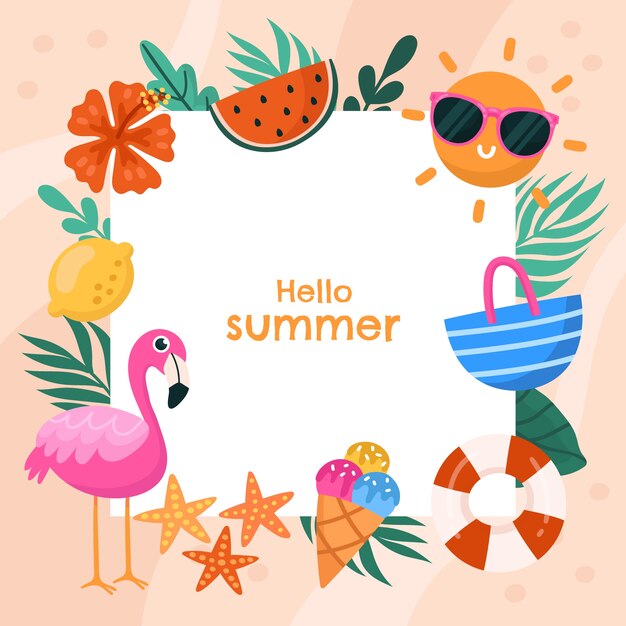 Plantilla de marco plano para el verano