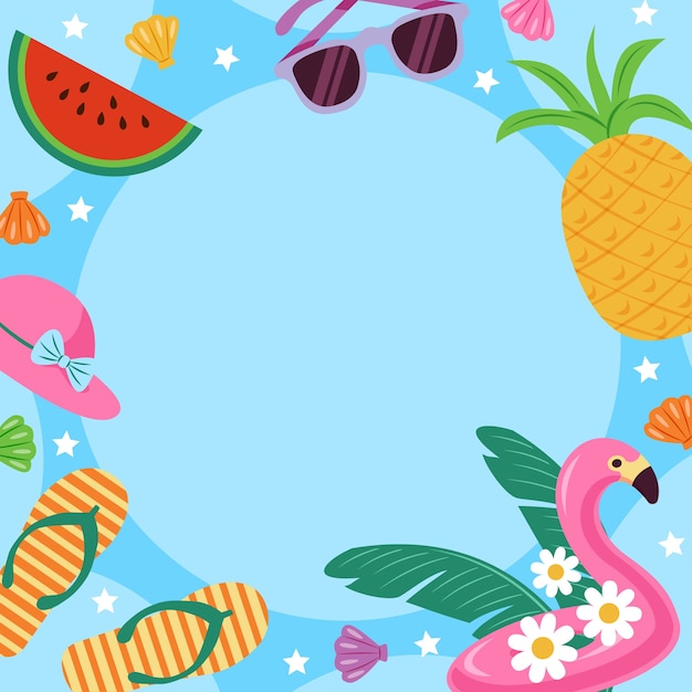 Plantilla de marco plano para el verano