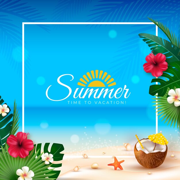 Plantilla de marco realista para la temporada de verano.