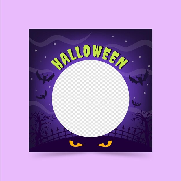 Vector gratuito plantilla de marco de redes sociales de halloween plana dibujada a mano