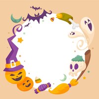 Vector gratuito plantilla de marco de redes sociales de halloween plana dibujada a mano