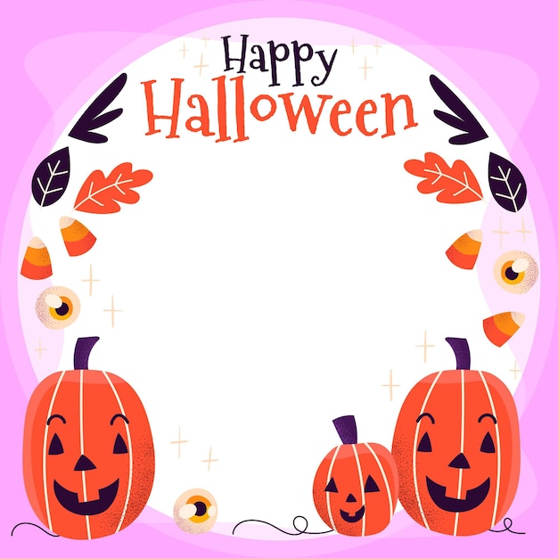 Vector gratuito plantilla de marco de redes sociales de halloween plana dibujada a mano