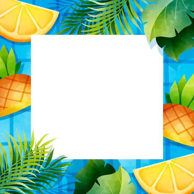 Plantilla de marco de verano de acuarela