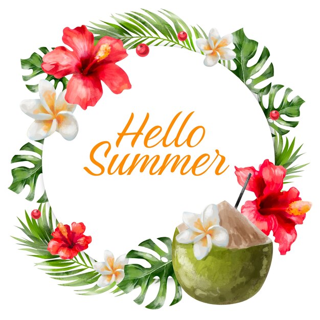 Plantilla de marco de verano de acuarela