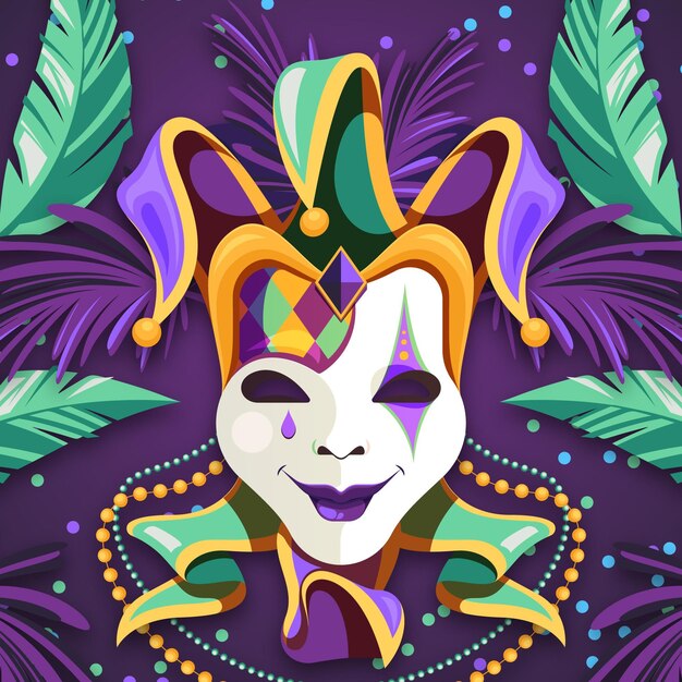 Plantilla de mardi gras plana detallada