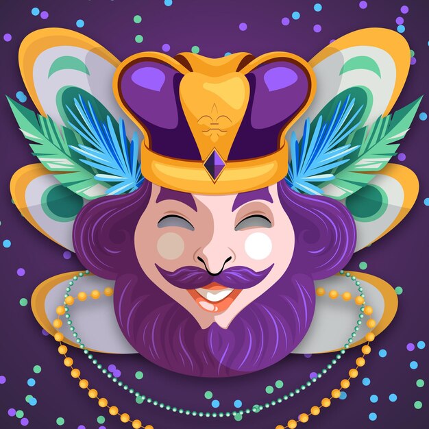 Plantilla de mardi gras plana detallada