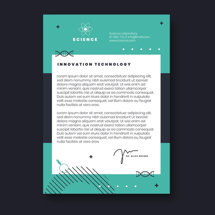 Vector gratuito plantilla de membrete de ciencia de diseño plano