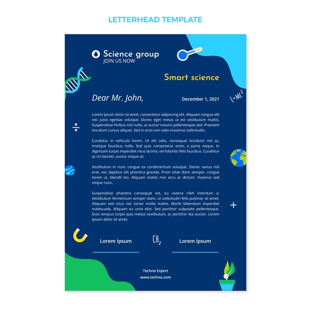 Plantilla de membrete de ciencia de diseño plano