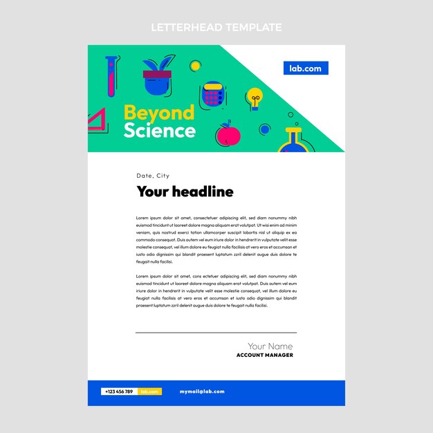 Plantilla de membrete de ciencia de diseño plano