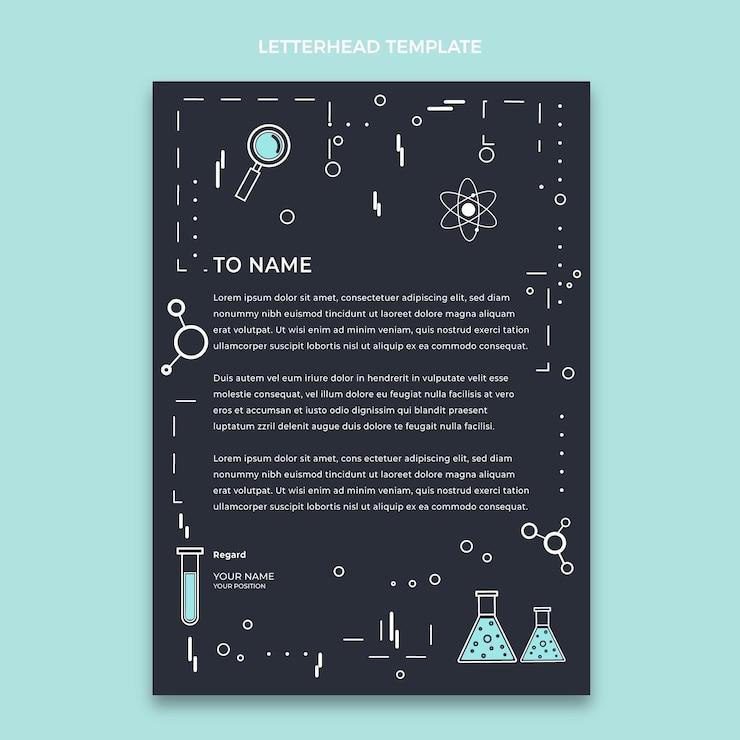 Vector gratuito plantilla de membrete de ciencia de estilo plano