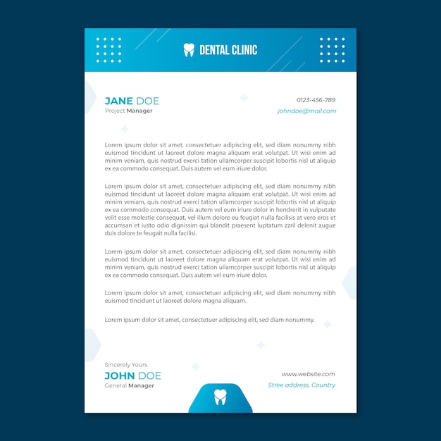 Plantilla de membrete de clínica dental degradada