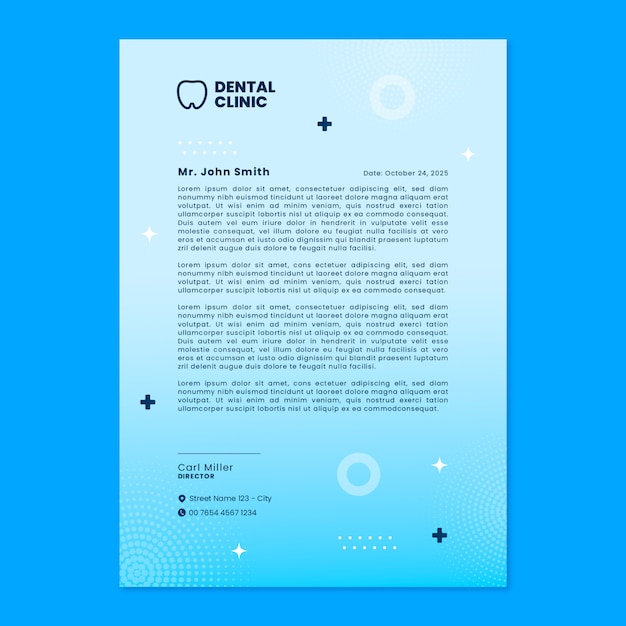 Plantilla de membrete de clínica dental degradada