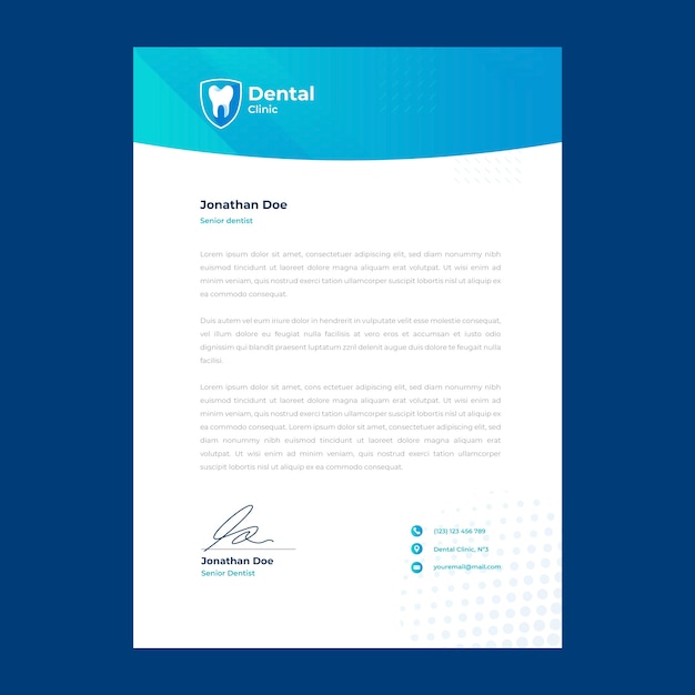 Plantilla de membrete de clínica dental degradada