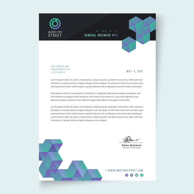 Plantilla de membrete comercial general